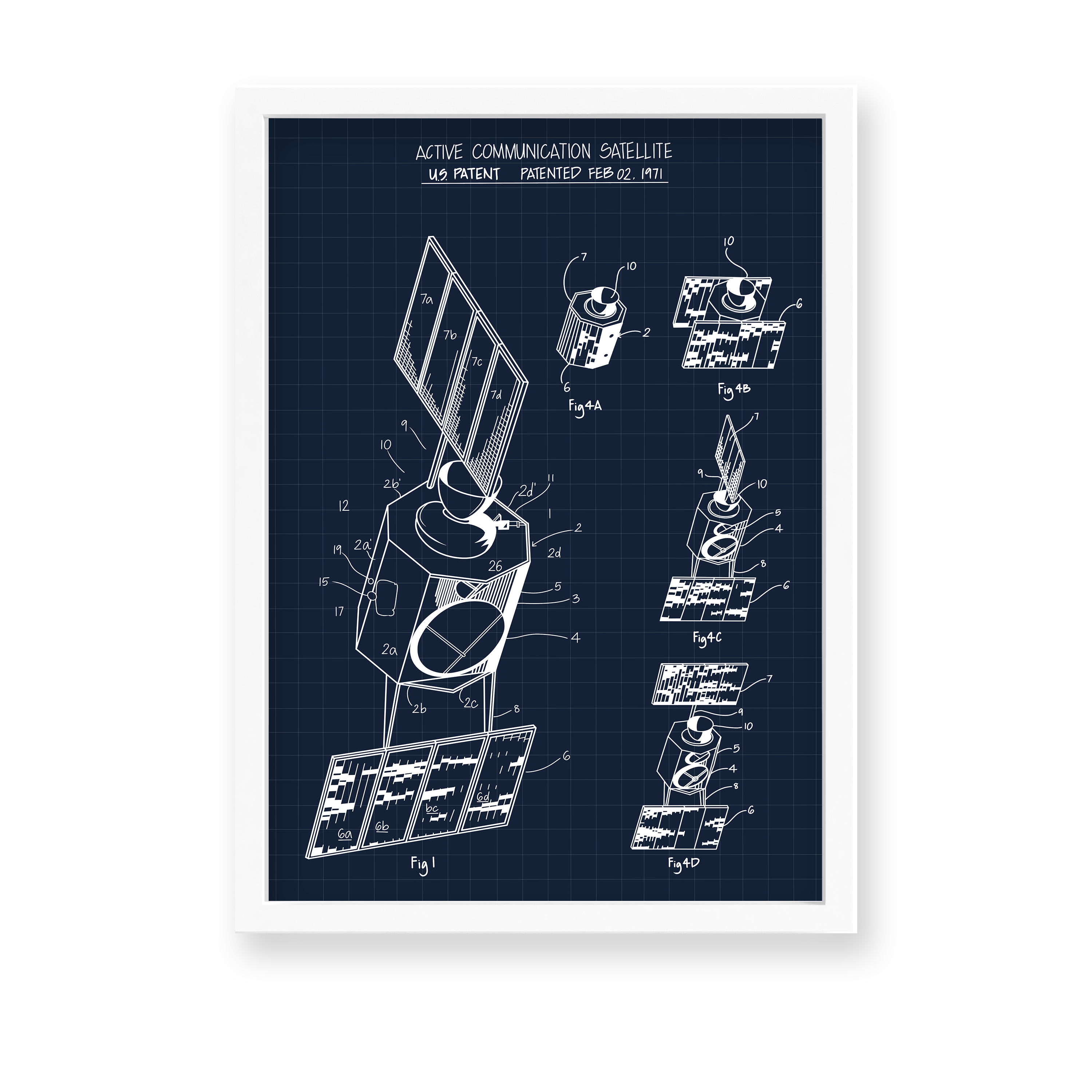 Communication Satellite Blueprint Premium Wall Art - The Mortal Soul
