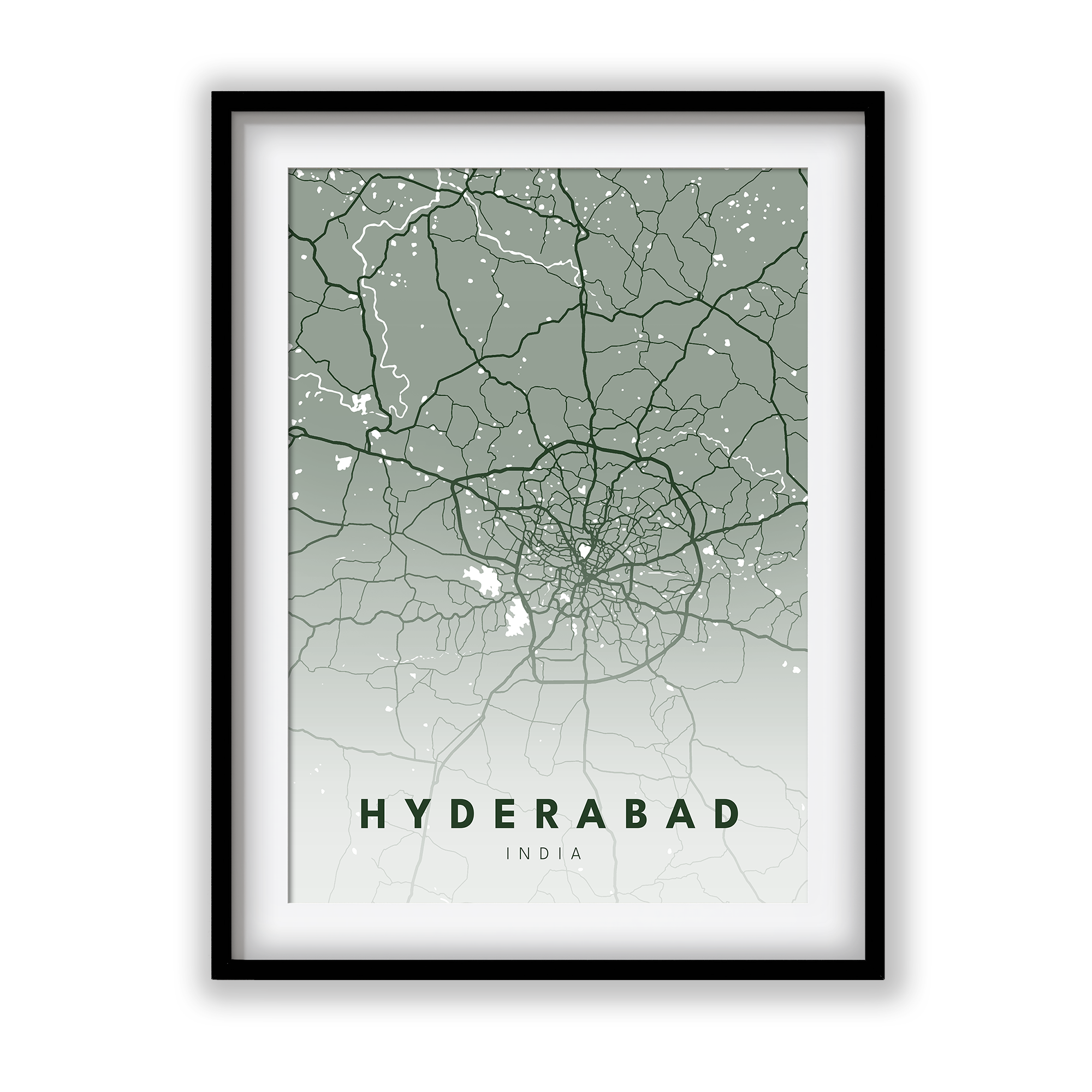 Hyderabad City Street Map Art - The Mortal Soul