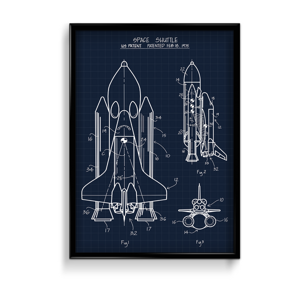 Space Shuttle Blueprint Premium Wall Art - The Mortal Soul