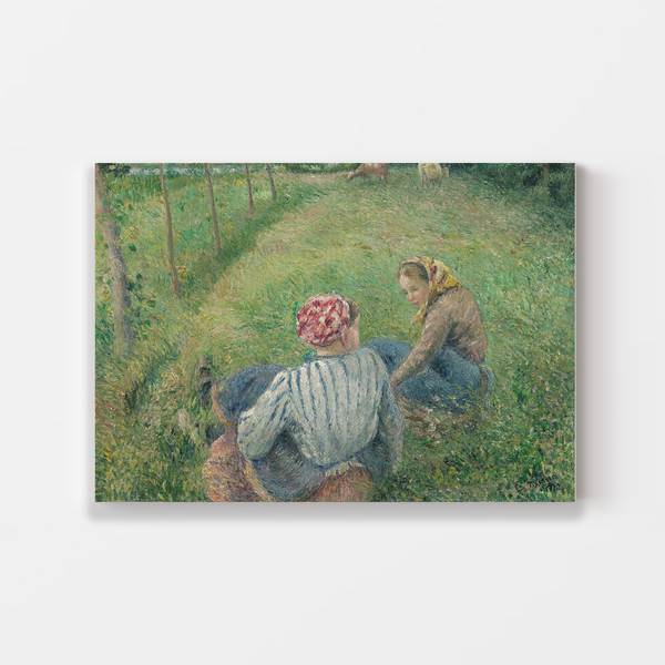 Young Peasant Girls Resting in the Fields near Pontoise (1882) by Camille Pissarro