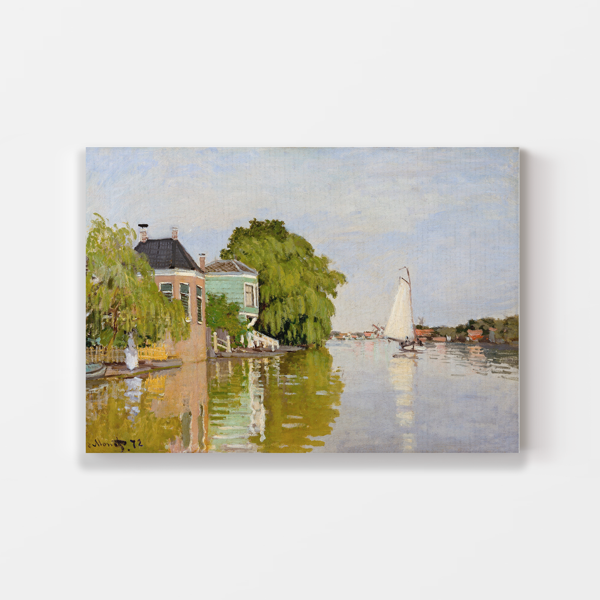 Houses on the Achterzaan (1871) by Claude Monet Wall Art