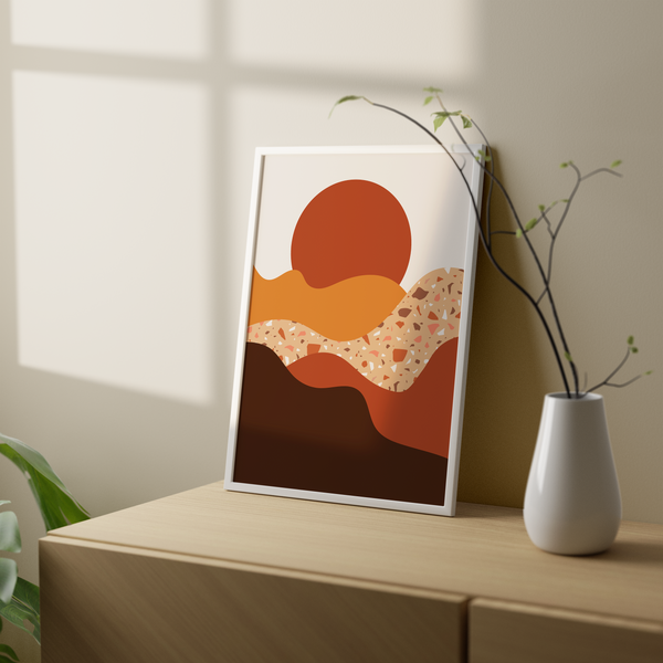 The Red Sun - Minimal Landscape Modern Wall Art - The Mortal Soul