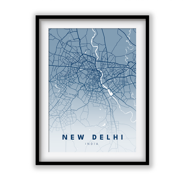 New Delhi City Street Map Art - The Mortal Soul