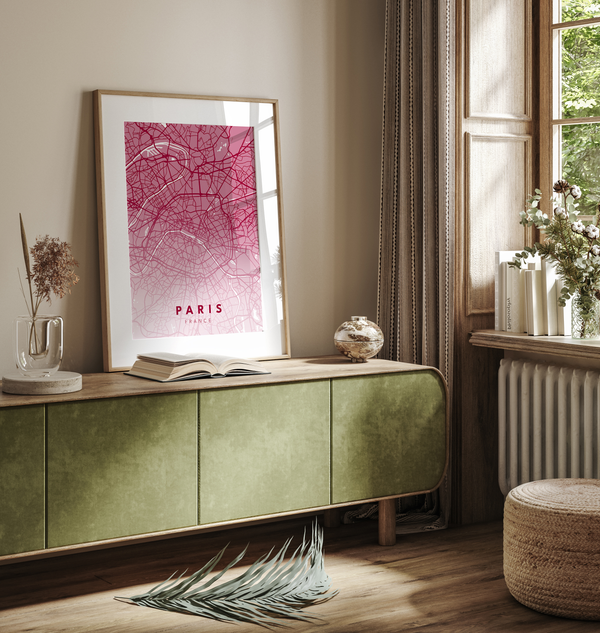 Paris City Street Map Art