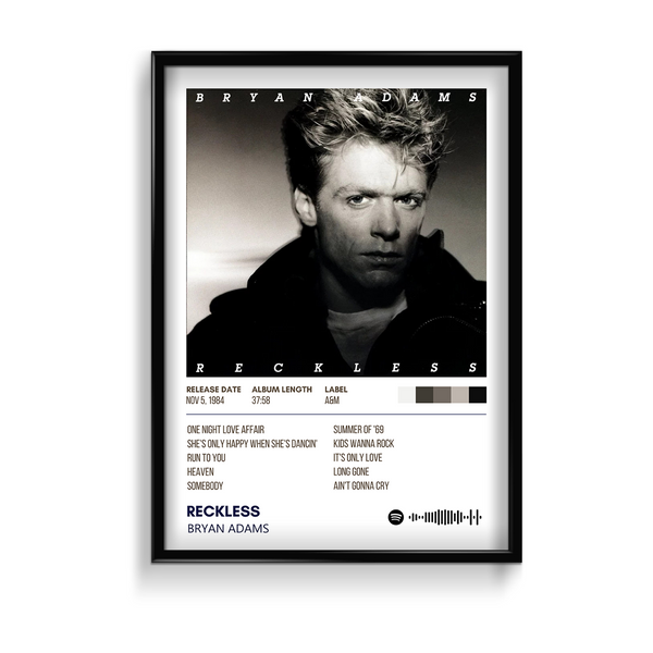 Reckless by Bryan Adams Poster