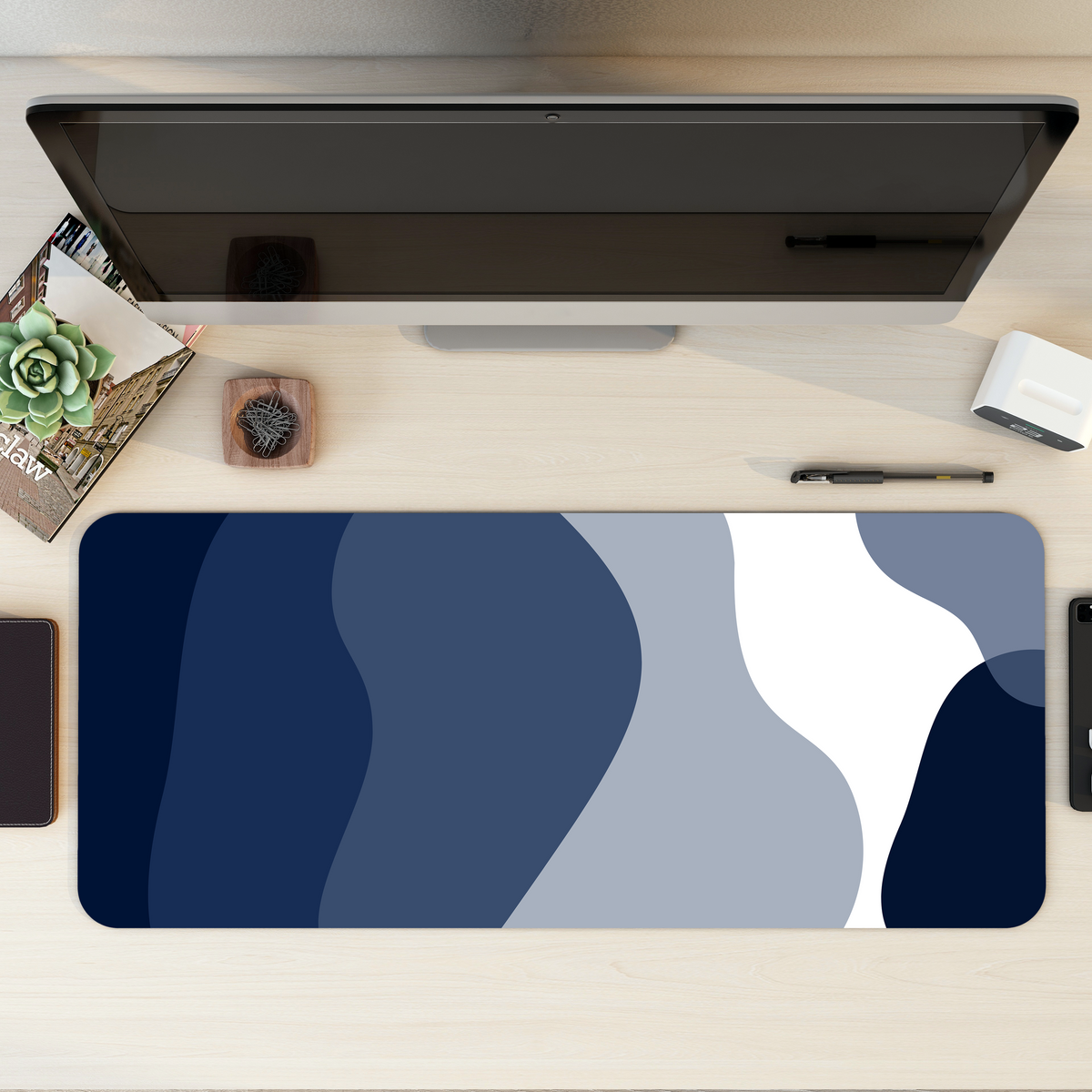 Abstract Blue Desk Mat | Desk Pad | Mouse Pad – The Mortal Soul