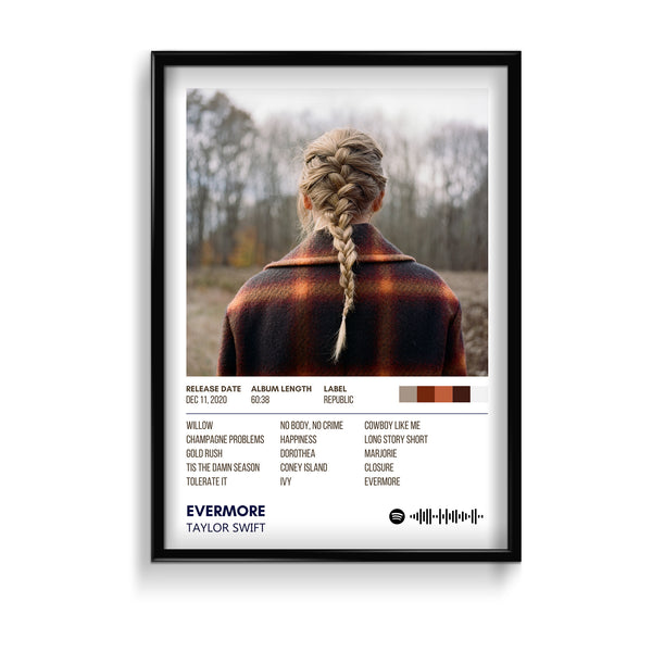 Evermore by Taylor swift Album Poster