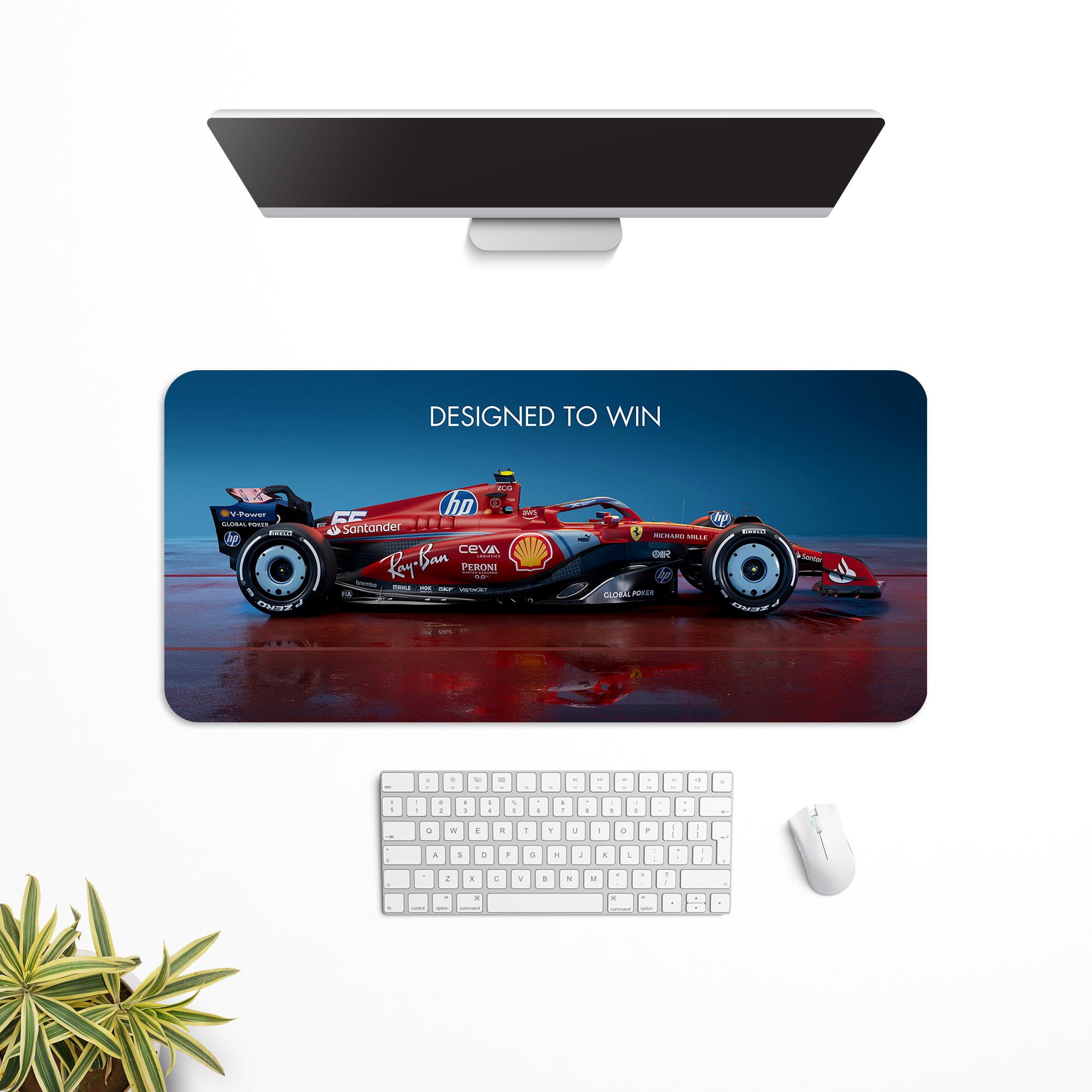 Ferrari F1 Car - Designed to win Desk Mat | Desk Pad | Mouse Pad
