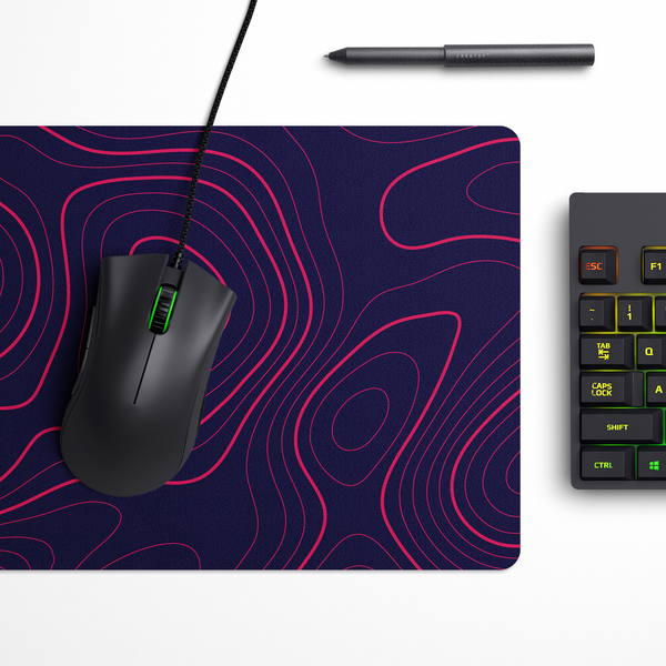 Crimson Pulse Topography Desk Mat | Desk Pad | Mouse Pad