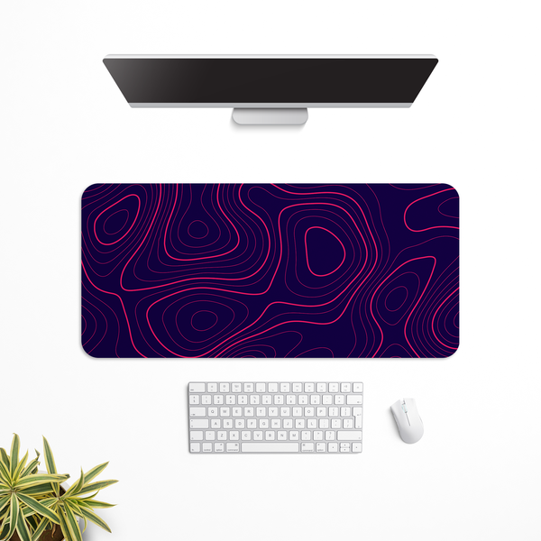 Crimson Pulse Topography Desk Mat | Desk Pad | Mouse Pad