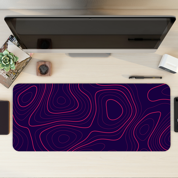 Crimson Pulse Topography Desk Mat | Desk Pad | Mouse Pad