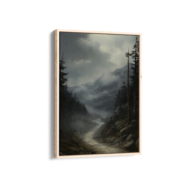Nocturnal Highlands: Celestial Canopy and Silhouetted Evergreens Wall Art