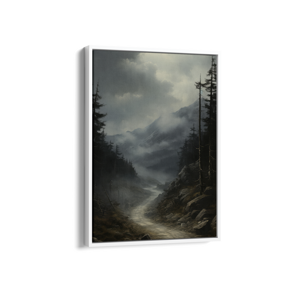 Nocturnal Highlands: Celestial Canopy and Silhouetted Evergreens Wall Art