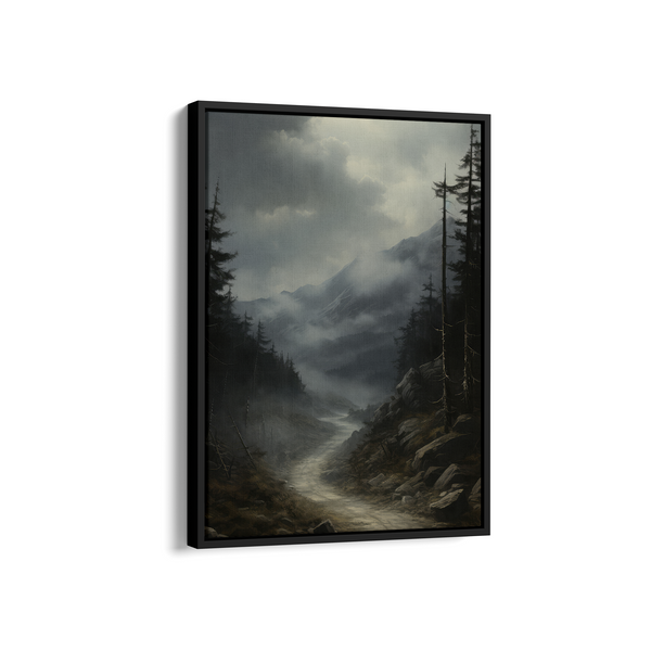 Nocturnal Highlands: Celestial Canopy and Silhouetted Evergreens Wall Art