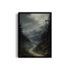 Nocturnal Highlands: Celestial Canopy and Silhouetted Evergreens Wall Art