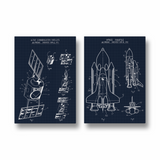 Space Shuttle & Communication Satellite Set of 2 Space Posters