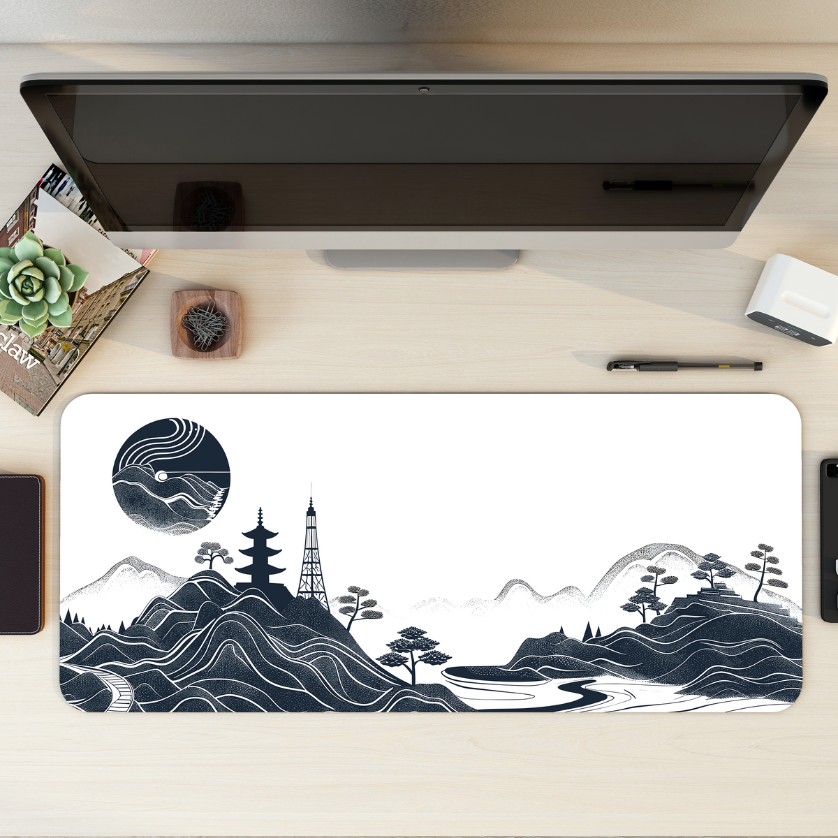 Rising Sun Monochrome Desk Mat | Desk Pad | Mouse Pad – The Mortal Soul