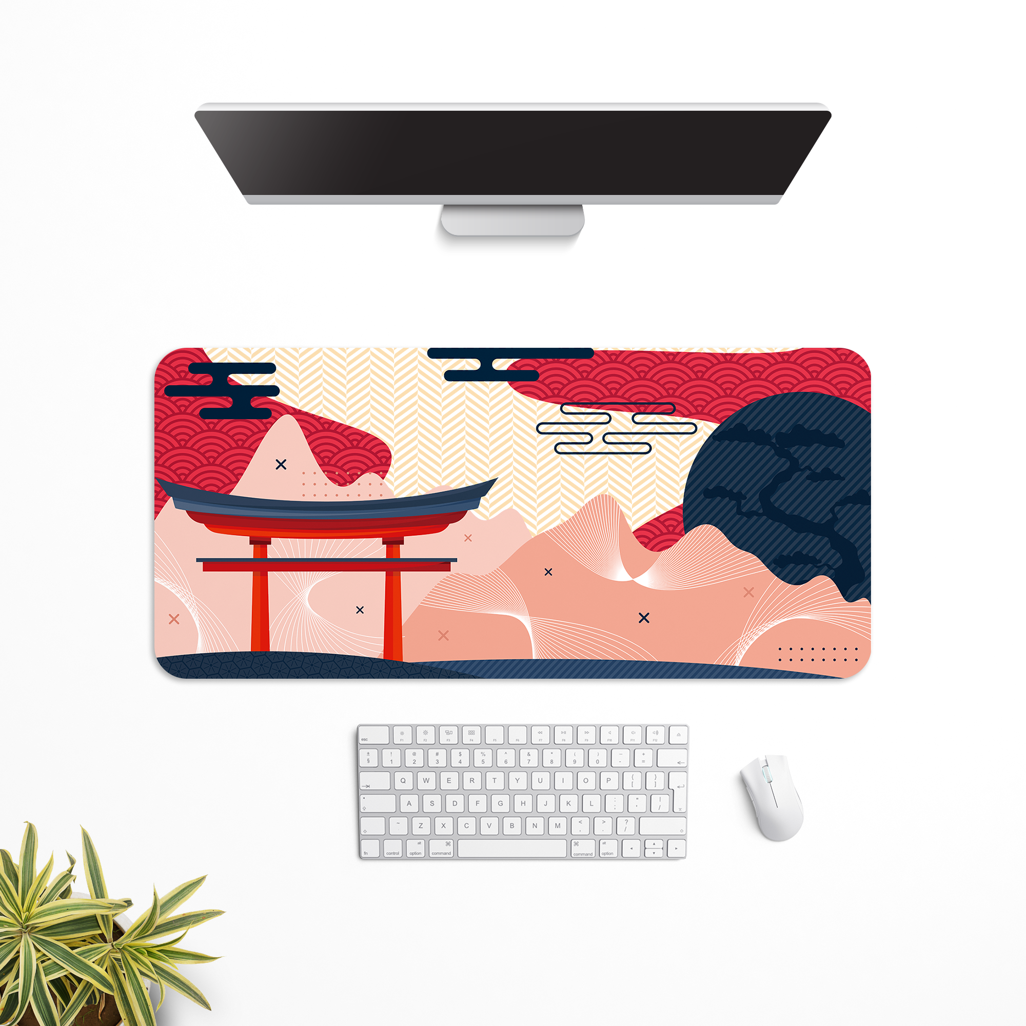 Modern Torii Waves Desk Mat | Desk Pad | Mouse Pad