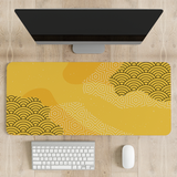 Golden Seigaiha Pattern Desk Mat | Desk Pad | Mouse Pad