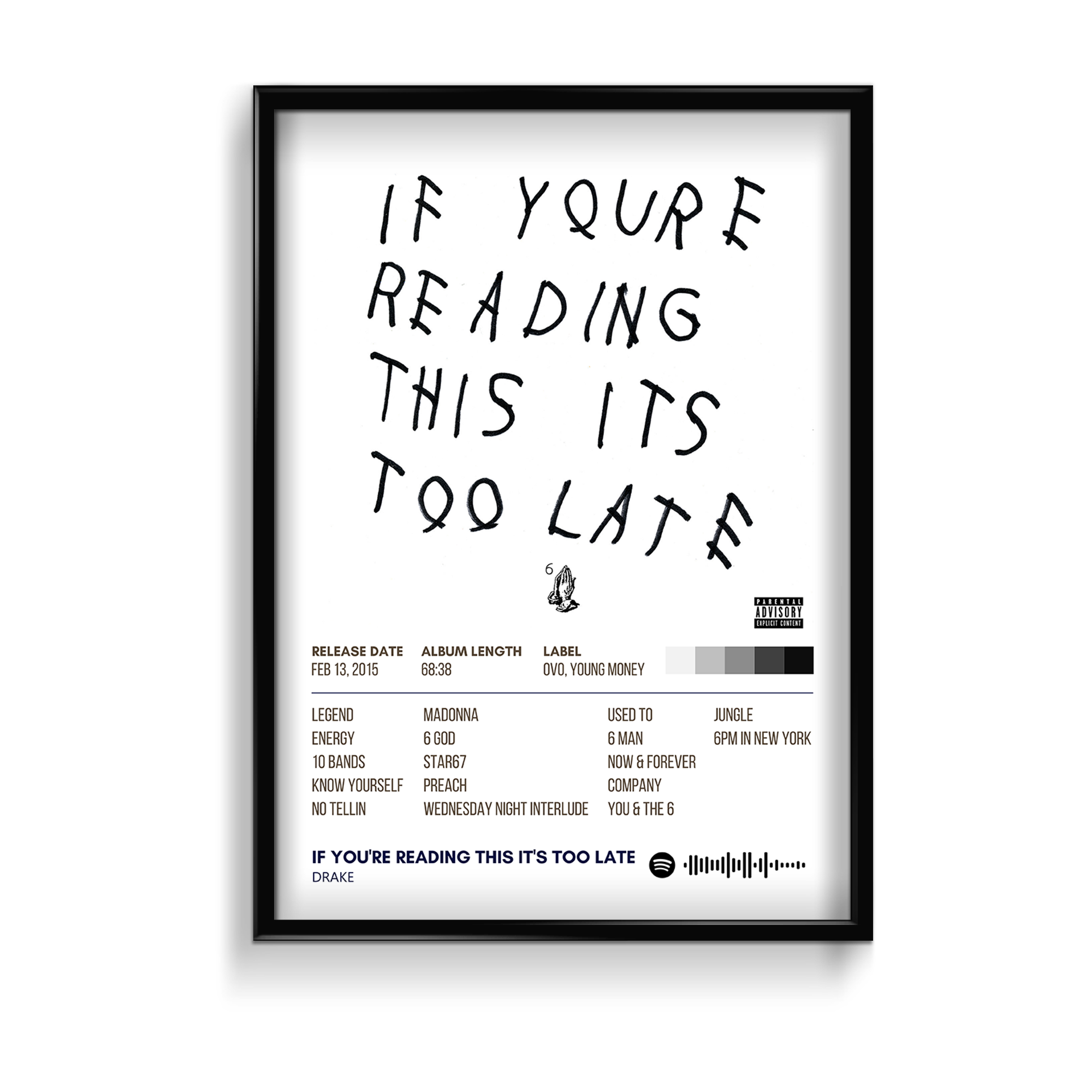 If you are reading this it's too late by Drake Music Album Poster