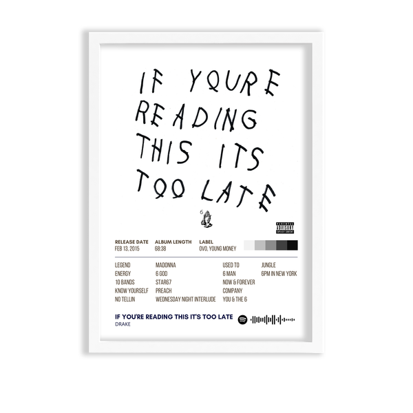 If you are reading this it's too late by Drake Music Album Poster
