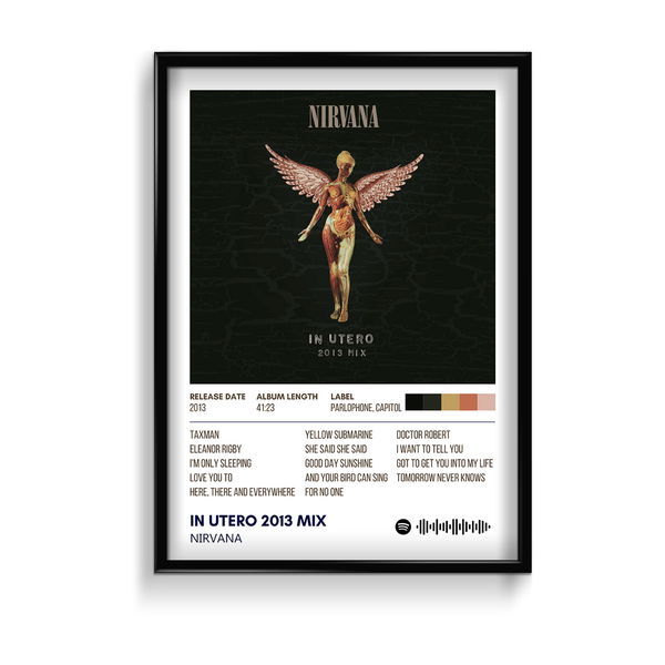 In Utero 2013 Mix by Nirvana Music Album Poster