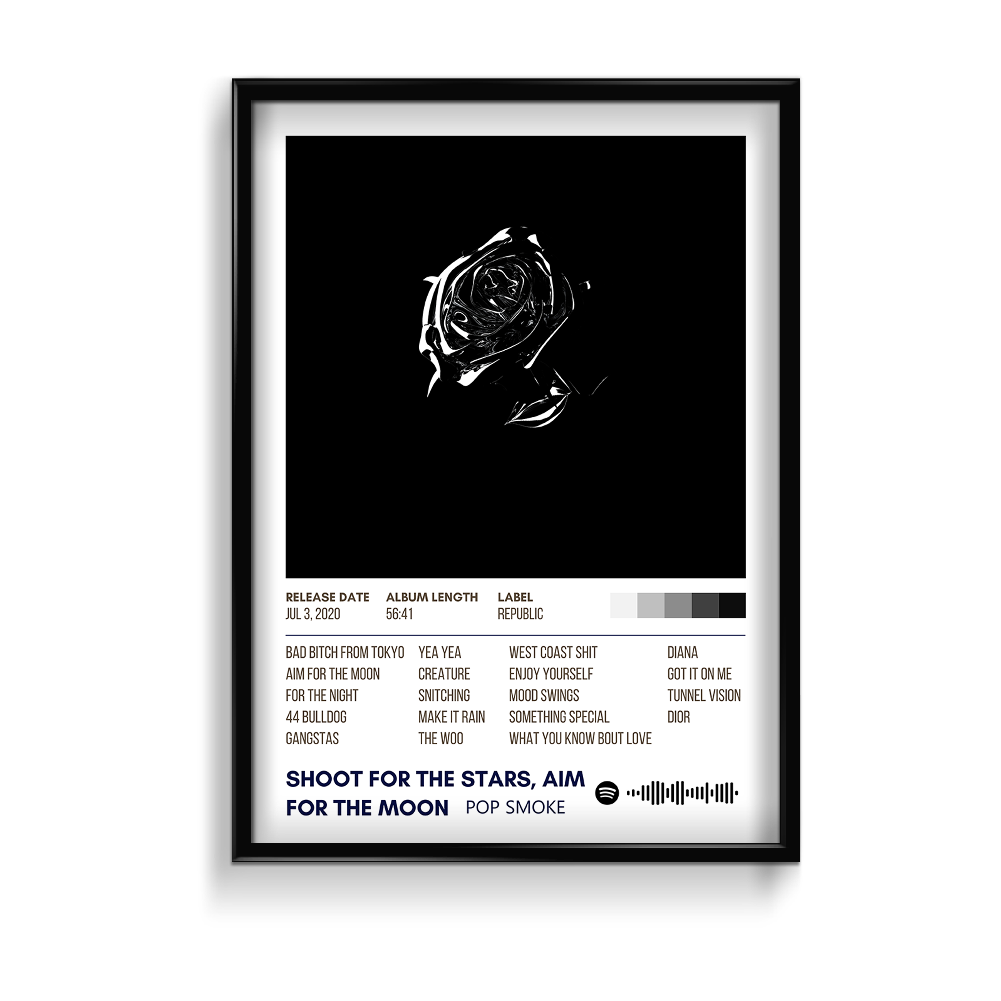 Shoot for the stars aim for the moon by Pop Smoke Music Album Poster
