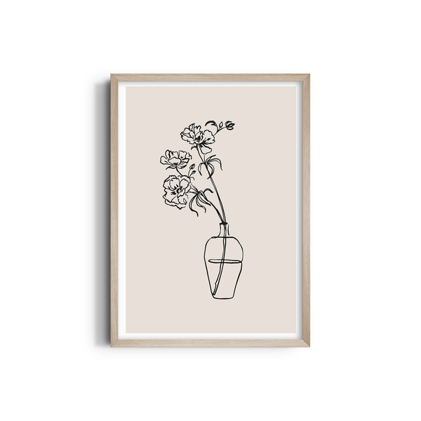Beige Floral Line Dancing Wall Art