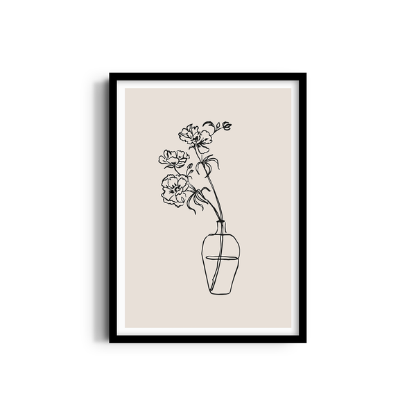 Beige Floral Line Dancing Wall Art