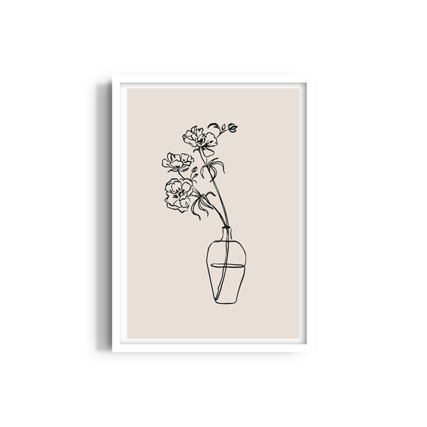 Beige Floral Line Dancing Wall Art