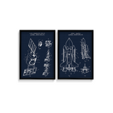 Space Shuttle & Communication Satellite Set of 2 Space Art