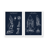 Space Shuttle & Communication Satellite Set of 2 Space Art