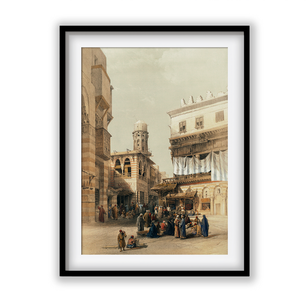 Bazaar of the coppersmiths Cairo illustration by David Roberts (1796–1864) Landscape Art