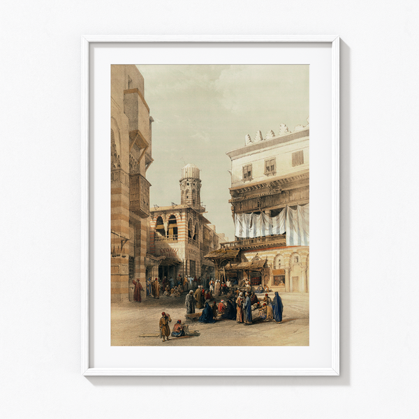 Bazaar of the coppersmiths Cairo illustration by David Roberts (1796–1864) Landscape Art