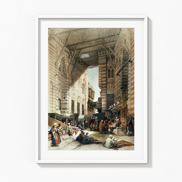 Bazaar of the silk mercers, Cairo illustration by David Roberts (1796–1864) Landscape Art