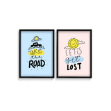 Take the road and let's get lost Set of 2 travel Posters