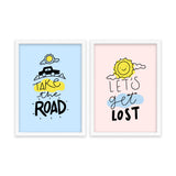 Take the road and let's get lost Set of 2 travel Posters