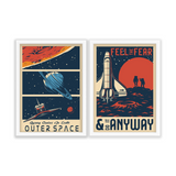 Feel the fear & Outer Space Set of 2 Space Posters