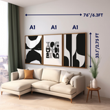 Set of 3 Dark Abstract Wall Art