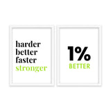 Harder better and 1 percent better Set of 2 Gym Posters