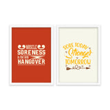 Muscle soreness and sore today stronger tomorrow Set of 2 Gym Posters