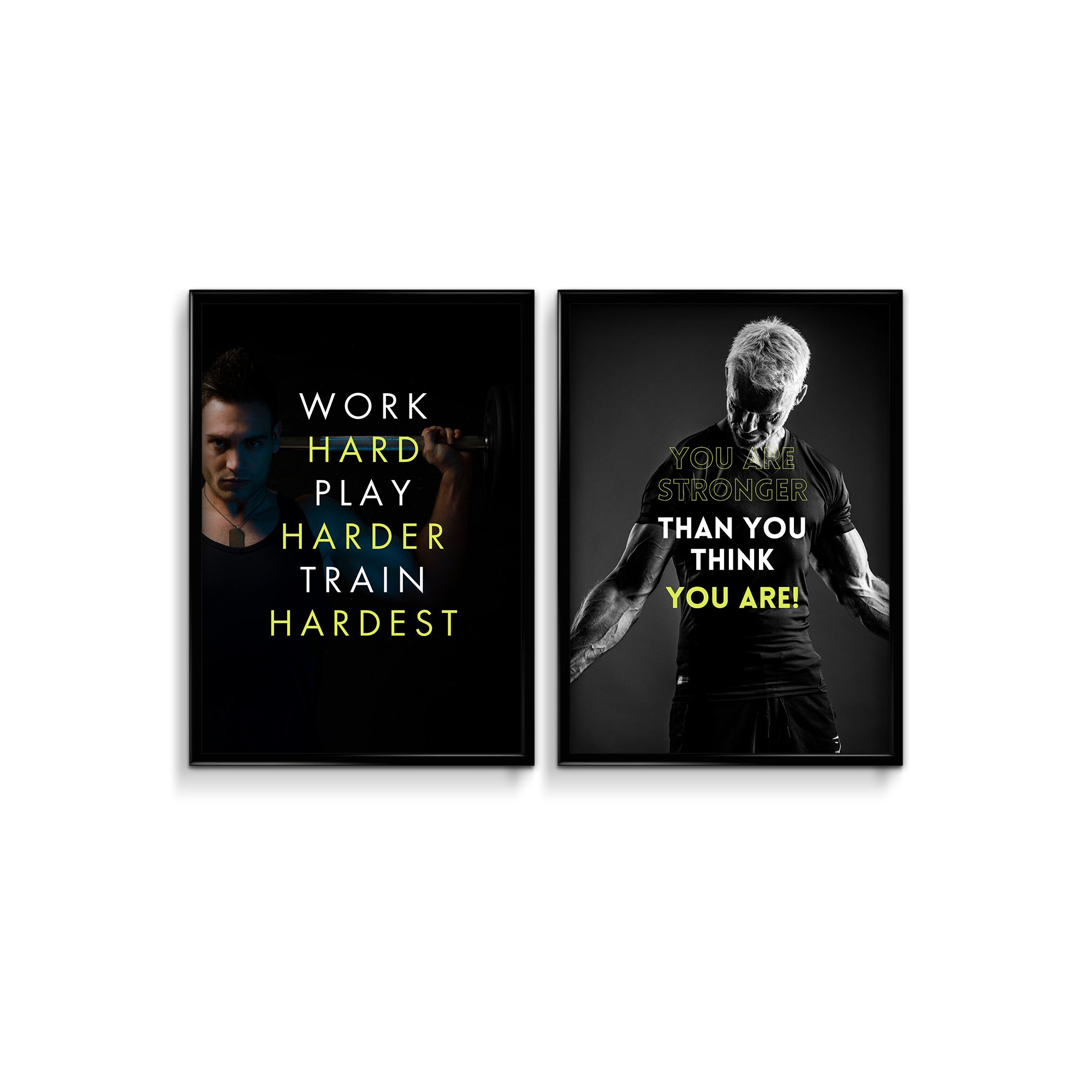 Work hard play harder and stronger than you think Set of 2 Gym Posters