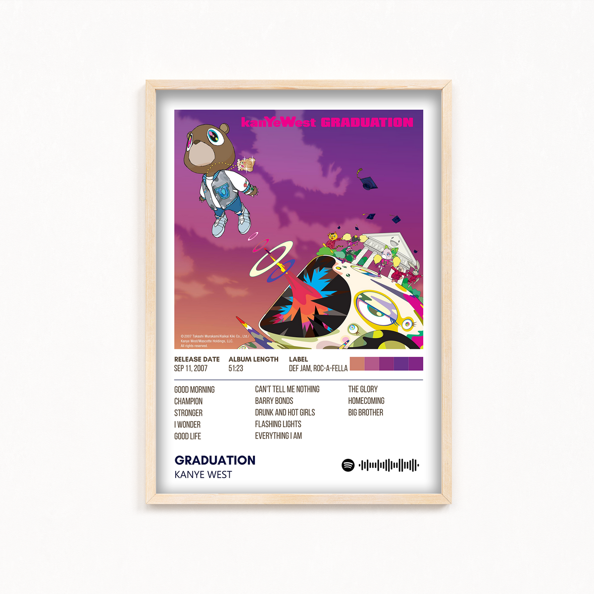 Graduation Spotify Code Graduation by Kanye West Album Poster – The Mortal Soul