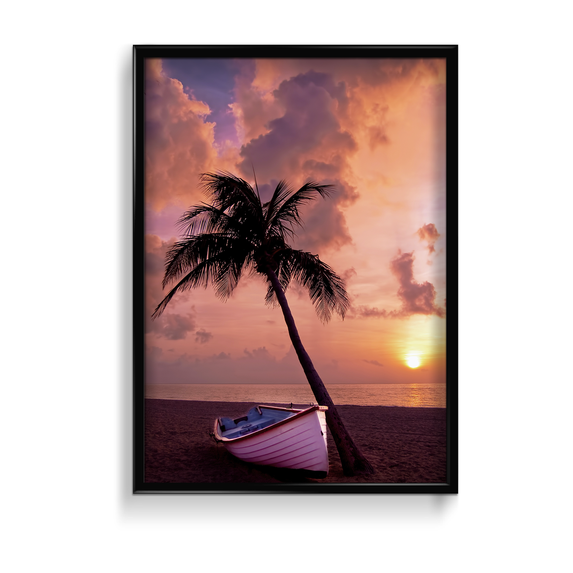 Beach View with Tree & Boat Wall Art