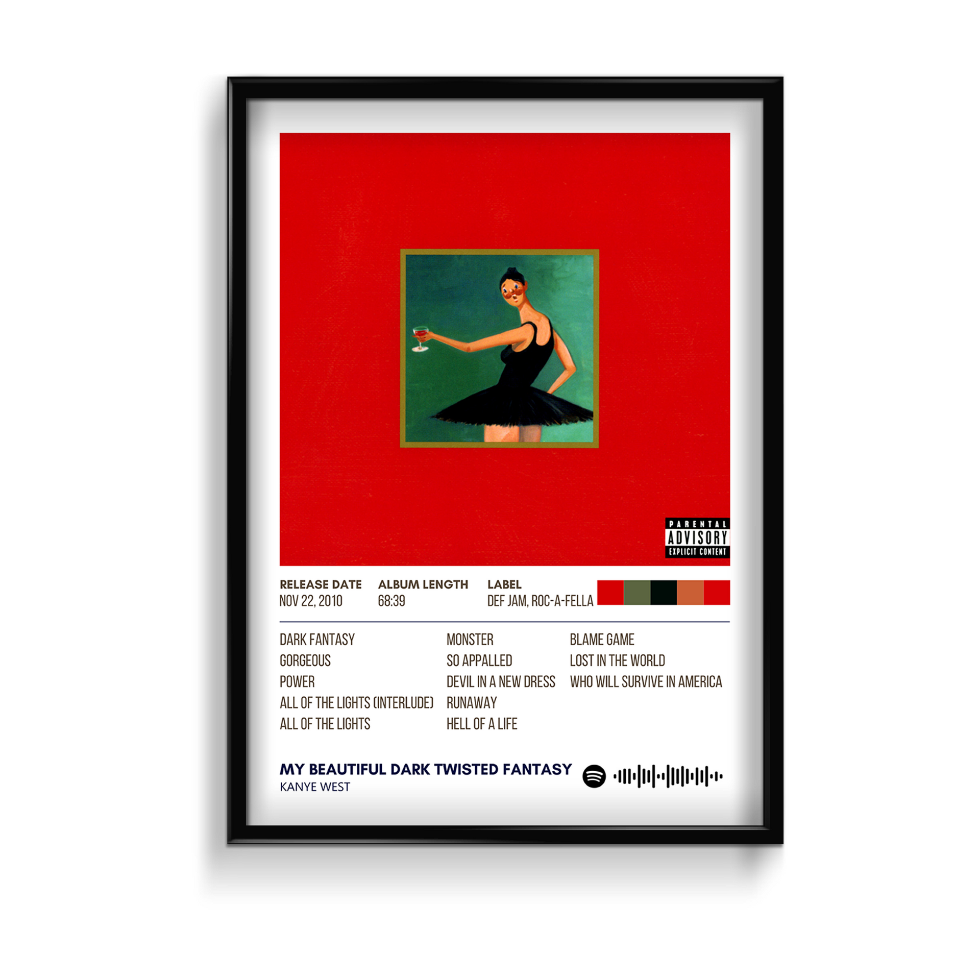 My Beautiful Dark Twisted Fantasy by Kanye West Album Poster – The