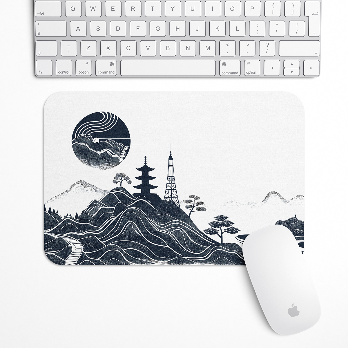 Rising Sun Monochrome Gaming Mouse Pad