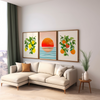 Set of 3 Sunset and Fruits Wall Art