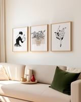 Set of 3 Ballerina & Flower Pot Wall Art