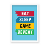 Eat Sleep Game Repeat Quote Wall Art