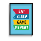 Eat Sleep Game Repeat Quote Wall Art